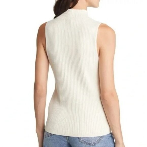 Madewell The Signature Knit Mockneck Sweater Tank Top NM587 White Women XXS‎ NWT - Picture 2 of 15
